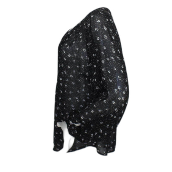 TORRID Top/Tunic, 1/1X, Black, Floral, Pintuck Pleated Bib, Long sleeve, V-neck - Picture 8 of 15